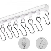 White self-adhesive ceiling curtain track set, 9.9 FT, for room division and flexible installation.