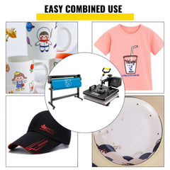 Bostome 6-in-1 heat press and vinyl cutter plotter machine combo with LCD controls and accessories.