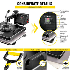 Bostome 6-in-1 heat press and 28" vinyl cutter plotter machine kit with digital controls.