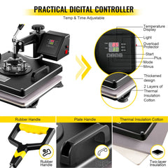 Bostome 8-in-1 heat press and 53" vinyl cutter plotter machine kit with multiple attachments.