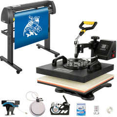 Bostome 5-in-1 heat press with a 28" vinyl cutter for T-shirt customization and various substrates.