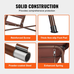 Brown steel frame 3-seat patio swing chair with adjustable canopy for outdoor comfort.