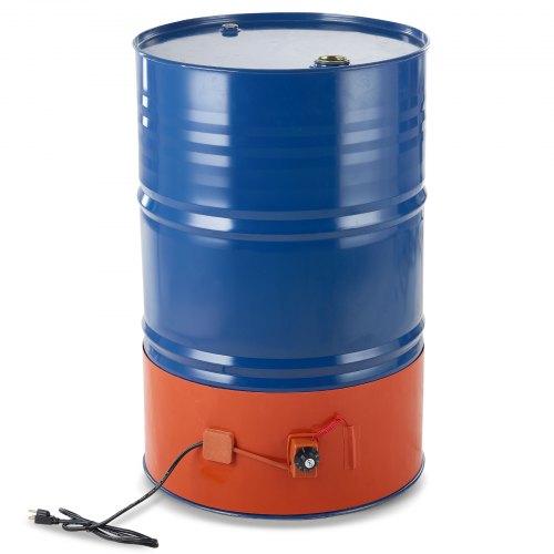 A silicone blanket drum heater for 55-gallon drums, 1200W power, adjustable from 86 to 302°F.