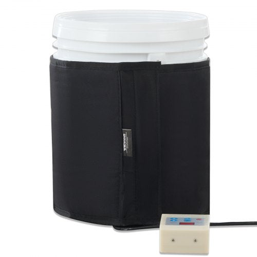 Bostome 250W heater with adjustable 0-145°F thermostat wrapped around a 5-gallon metal drum.