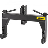 Black Bostome 3-point quick hitch with levers, hooks, and VEVOR branding for tractors.