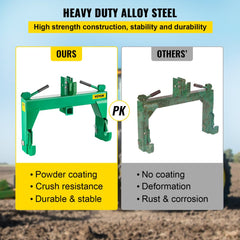 Bostome 3-Point Quick Hitch with a heavy-duty steel frame for easy tractor attachment.