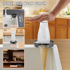 Bostome Glass Rinser in matte black with stainless steel, featuring high-pressure water jets.