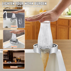Silver grey Bostome glass rinser with 10 jets for efficient cup cleaning in the sink.