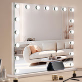 Bostome Hollywood Vanity Mirror with lights, featuring three-color light source and 5X magnifying mirror.