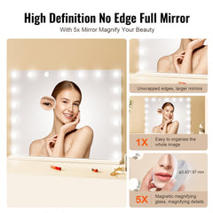 Bostome Hollywood Vanity Mirror with lights, USB-C, wall mount or desktop use, and 5X magnifying mirror.