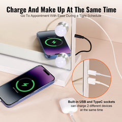 Bostome Hollywood Vanity Mirror with adjustable lights, detachable magnifying mirror, and USB-C charging.