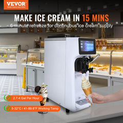 Bostome Commercial Soft Serve Ice Cream Machine with stainless steel body and user-friendly panel.