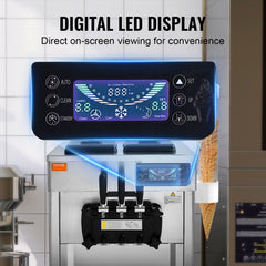 Countertop soft serve ice cream machine with 3-flavor LED display and 3 dispensers.