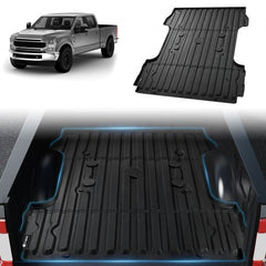Black TPE truck bed mat for Ford F-250/F-350 6.8ft bed, shown installed and flat.