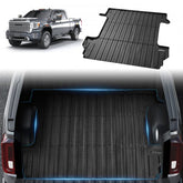 Black TPE truck bed mat custom-fit for 2019-2024 Chevy Silverado and GMC Sierra 1500 5.8ft bed