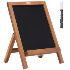 Rustic brown wooden magnetic chalkboard sign, 10x14 inches, with easel stand and white marker.