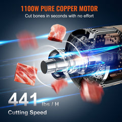 Bostome Commercial Electric Meat Bandsaw with stainless steel body and adjustable thickness settings.