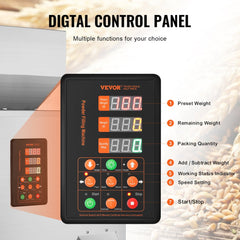 Digital control panel of Bostome powder filling machine with weight displays and buttons.