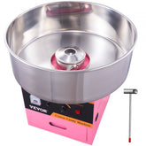 Pink cotton candy machine with a stainless steel bowl and user-friendly design.