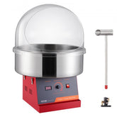 Red stainless steel Bostome 1000W electric cotton candy machine with clear dome cover and control panel