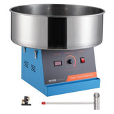 Blue stainless steel 1000W electric cotton candy machine with control panel and accessories.