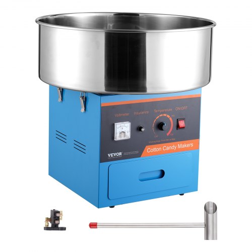 Bostome blue commercial cotton candy machine with stainless steel bowl and 1000W motor.