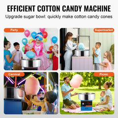 Bostome commercial cotton candy machine in blue with a stainless steel bowl and 1000W motor.