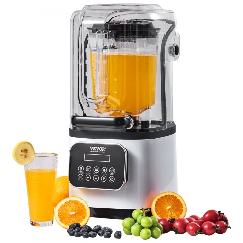 Bostome commercial blender with a 68oz jar, soundproof shield, and touchscreen controls.