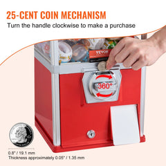 Red 25-inch gumball machine with a large capacity jar and coin-operated mechanism.