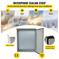 Bostome 24x24x8in NEMA 4 electrical enclosure made of carbon steel with secure lock and hinges.