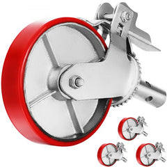 Bostome 8" heavy duty polyurethane scaffolding caster wheels with dual-locking brakes, 4-pack.