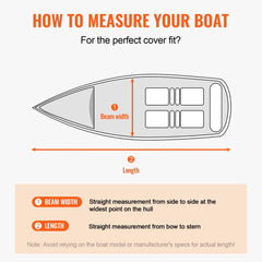 Diagram illustrating how to measure boat beam width and length for a perfect cover fit.