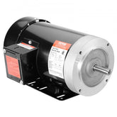 Black and silver Bostome 2HP 3-phase electric motor with 56C frame and keyed shaft