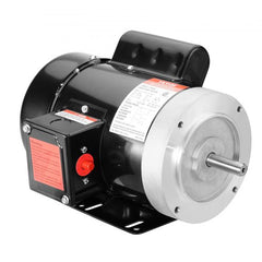 Black 0.75HP single-phase electric motor with 56C frame and silver shaft.