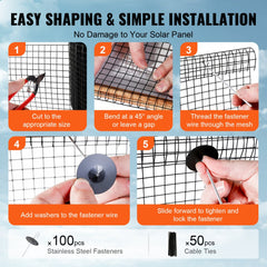 Bostome 6"x100' Solar Panel Bird Critter Guard Kit made of PVC coated steel for durable protection.