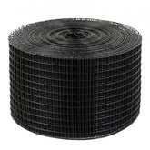 Rolled black PVC-coated wire mesh for solar panel bird guard, 8in x 100ft.