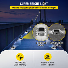 12-pack of bright white waterproof solar driveway lights with 6 LEDs each.