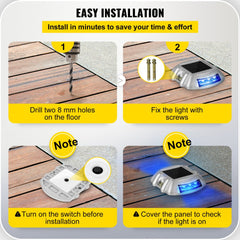 Bostome solar driveway lights in a 16-pack with blue LED illumination and durable aluminum casing.