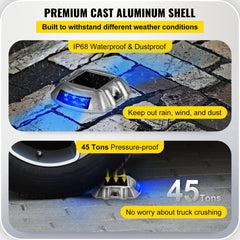 Bostome Solar Driveway Lights 4-Pack with blue LED glow and waterproof aluminum design.