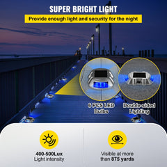 Bostome solar driveway lights with blue LED glow, waterproof design, and durable aluminum shell.