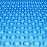 Blue 10 ft round 15 mil solar pool cover with bubble pattern.