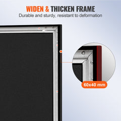 Close-up of a 60x40mm widened and thickened aluminum frame for a fixed projector screen, showing durability and resistance to deformation.