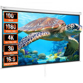 Bostome 100-inch manual pull down projector screen with high-reflectivity PVC for 4K HD clarity.