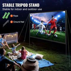 Bostome 120" outdoor projector screen with a wrinkle-free, washable Oxford cloth material.