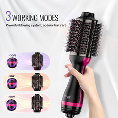 Bostome Ionic Hair Dryer Brush with oval barrel, nylon pins, and tufted bristles for styling.