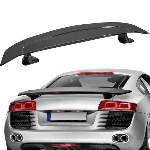 Glossy black GT wing spoiler shown above a silver car with a similar spoiler.