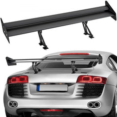 Matte black 53.1-inch adjustable aluminum GT wing spoiler mounted on a silver sports car rear.