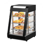 Bostome 3-tier countertop food warmer display cabinet with glass panels and adjustable temperature.