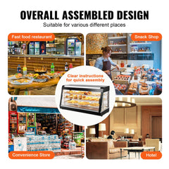 Bostome 3-tier countertop food warmer display cabinet with LED lighting and stainless steel build.