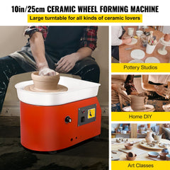 Bostome 25cm electric pottery wheel with aluminum alloy turntable and 350W motor for clay crafting.